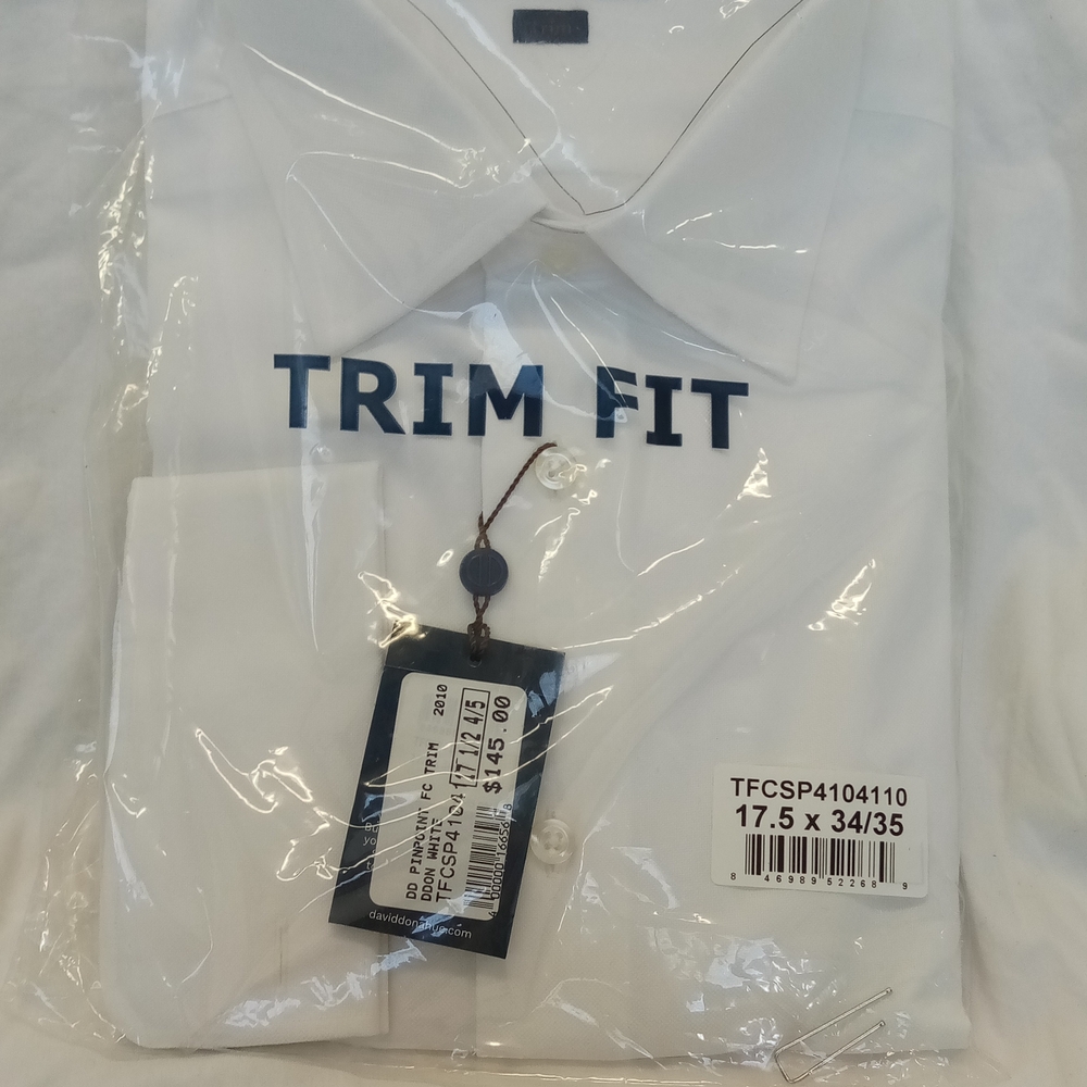 David Donahue White Trim Fit Dress Shirt